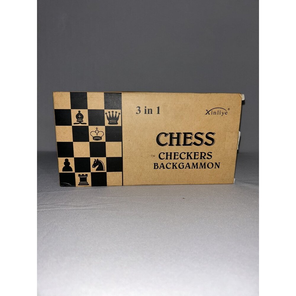Xinliye 3-In-1 Chess Checkers & Backgammon Set